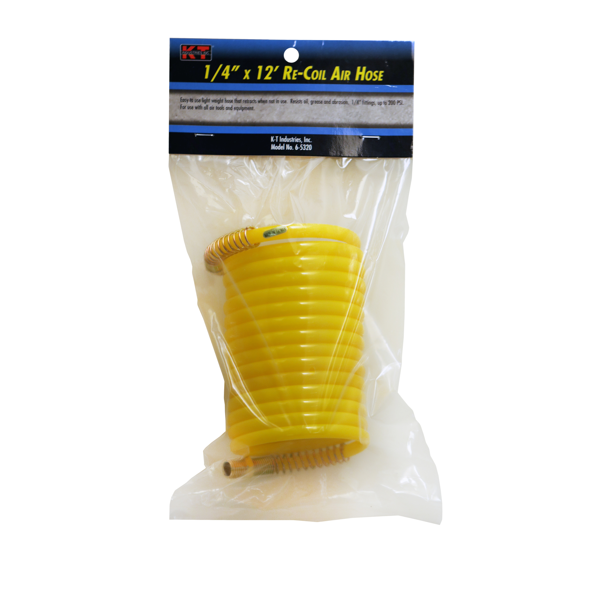 K-T Industries Recoil Air Hose — 1/4in. x 12ft., Lightweight, Oil and Abrasion Resistant, Model# 6-5320